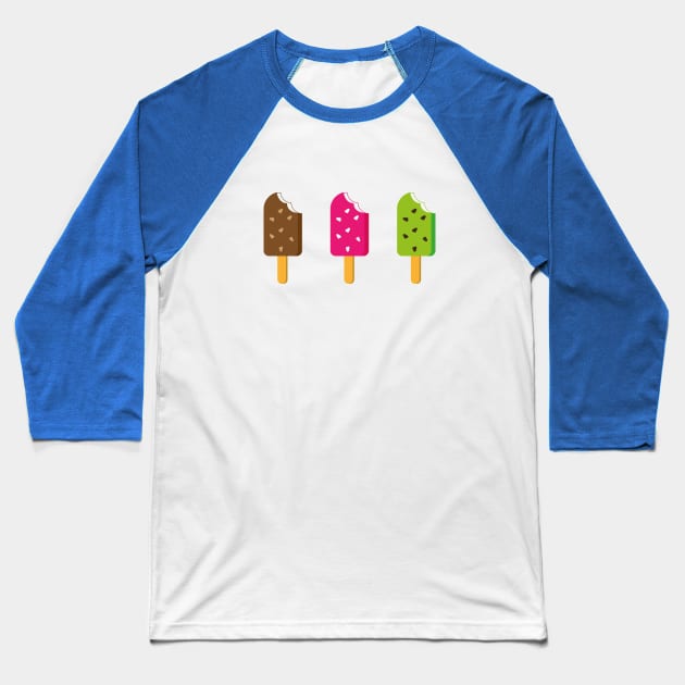 3 Ice Cream Flavors Baseball T-Shirt by Adrian's Outline